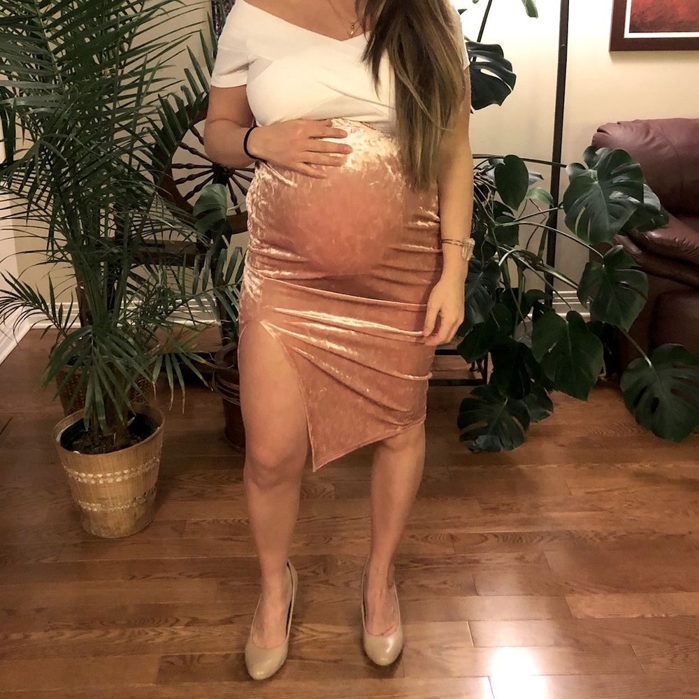 Pink Velvet Maternity Skirt ASOS